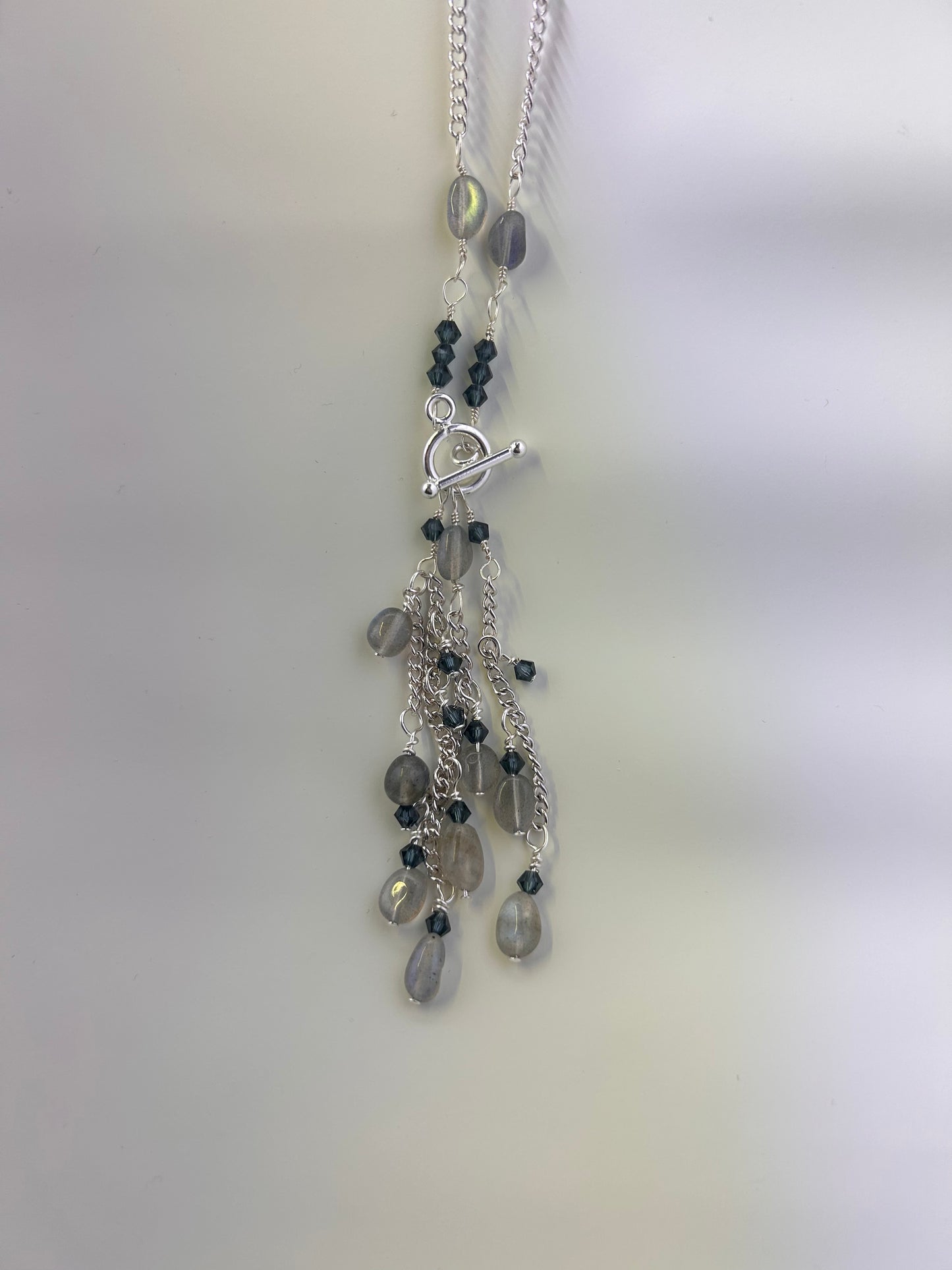 Handmade Toggle and Chain Labradorite Waterfall Necklace