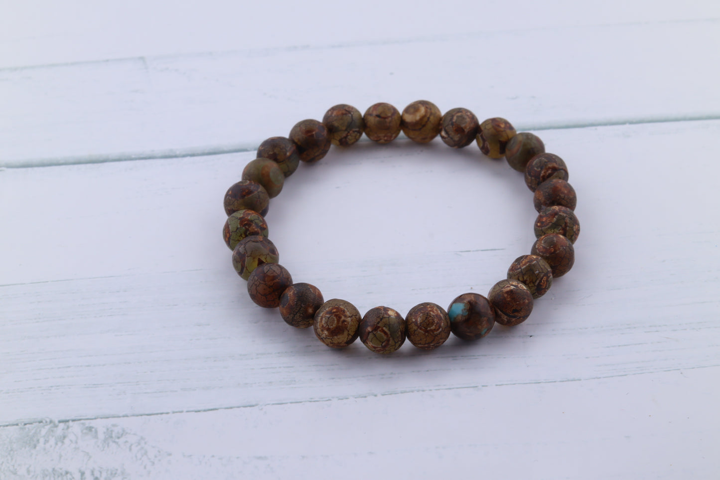 Handmade Brown Agate, Stretch Bracelet. Earth tones with 8mm gemstone beads.