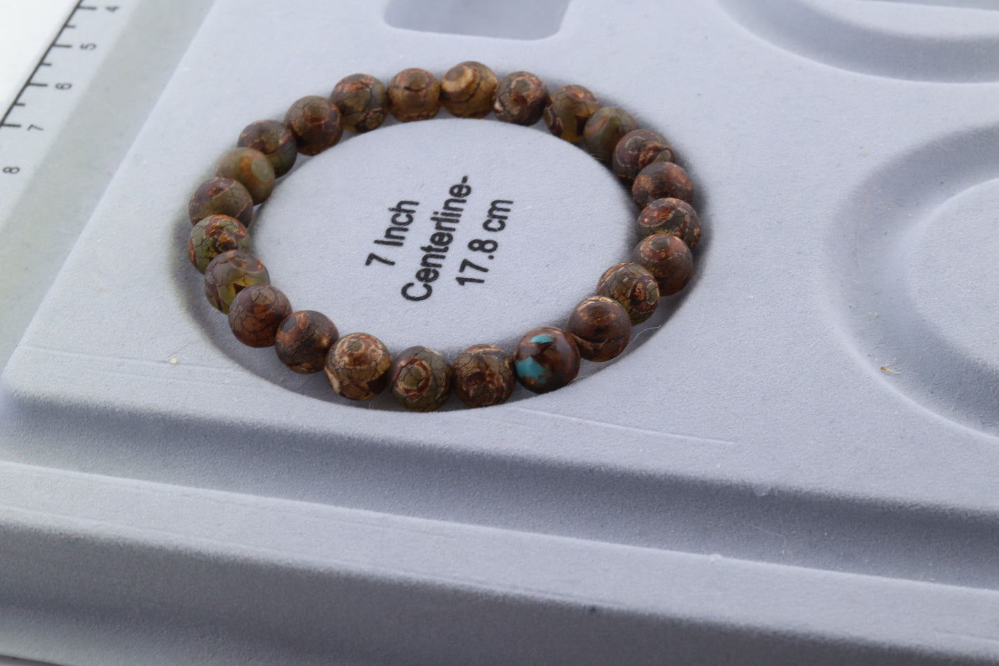 Handmade Brown Agate, Stretch Bracelet. Earth tones with 8mm gemstone beads.