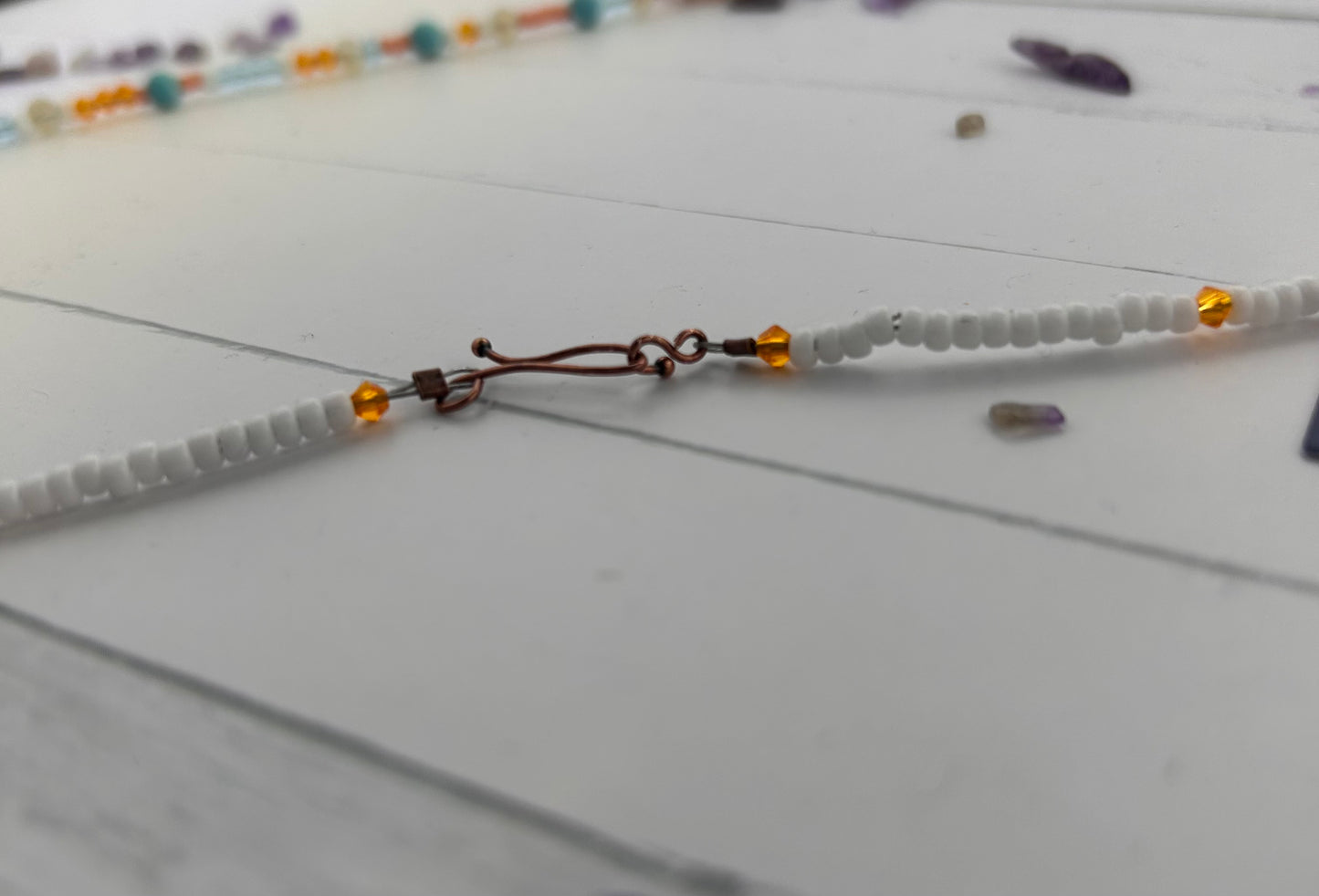 Handmade Summer Vibes Beaded Fringe Necklace with a Handmade Fringe Pendant.